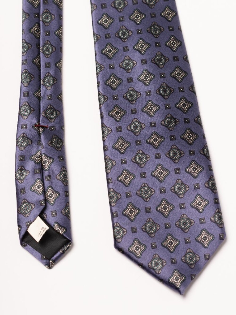 Oscar de la Renta Vintage Silk Medallion Tie Purple Gray Old Money Grandpacore